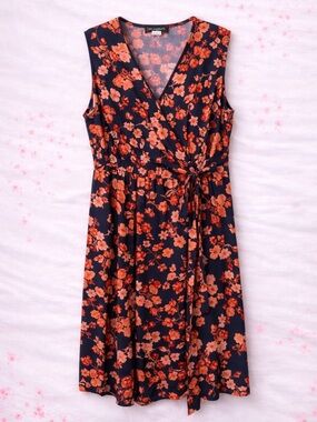 Julie Dillon Sleeveless Maxi Dress with Coral Floral Print